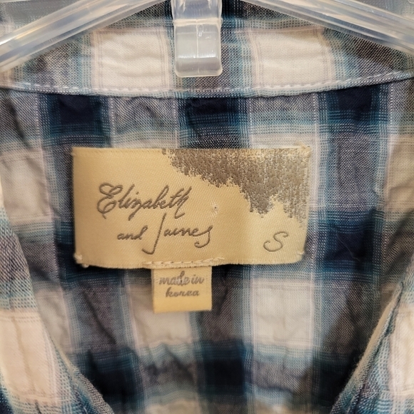 Elizabeth and James Navy Blue Plaid Button Down Shirt - Picture 3 of 5